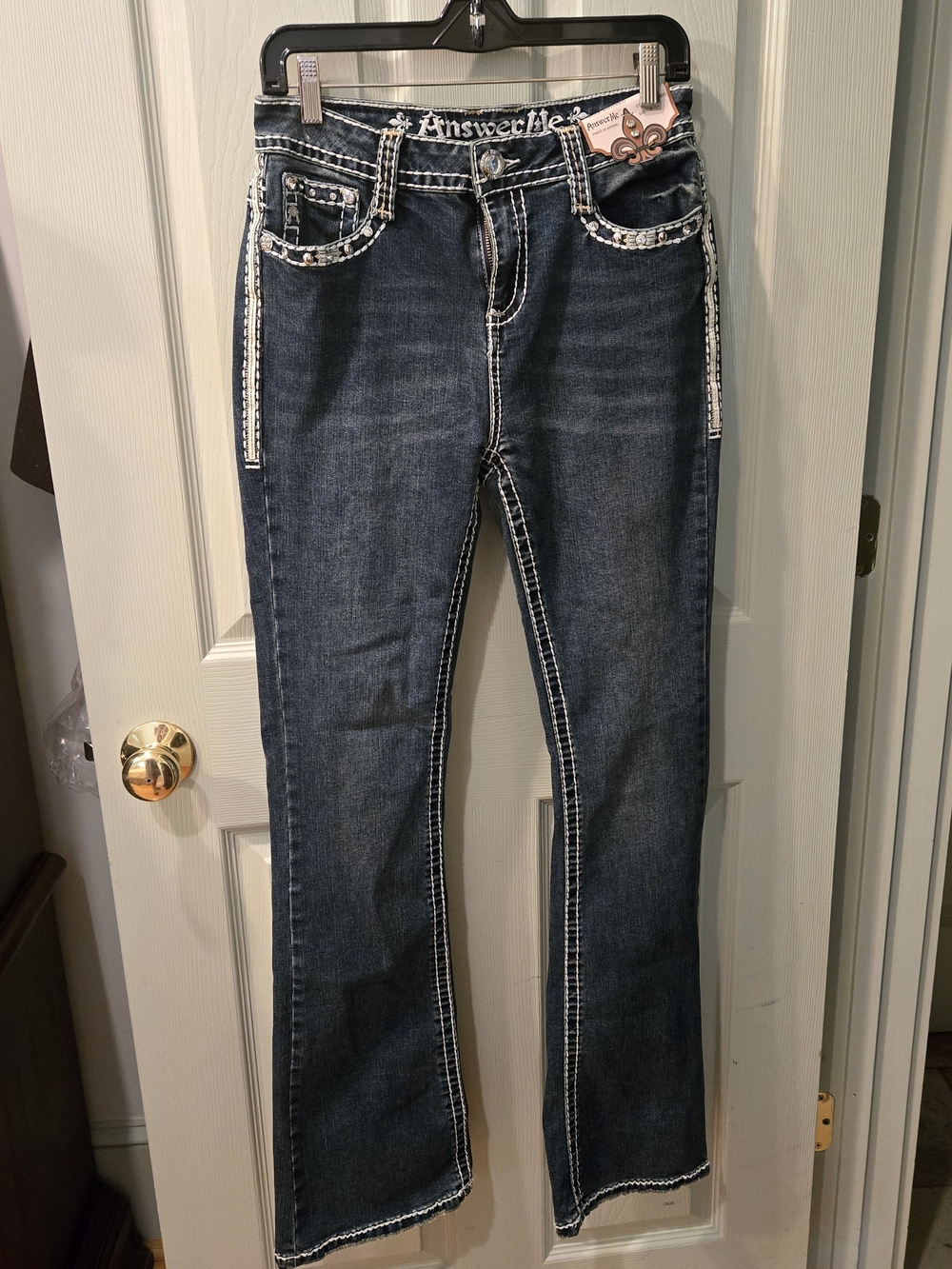 Answer Me Dark Blue Bootcut Jeans with Contrast Trim